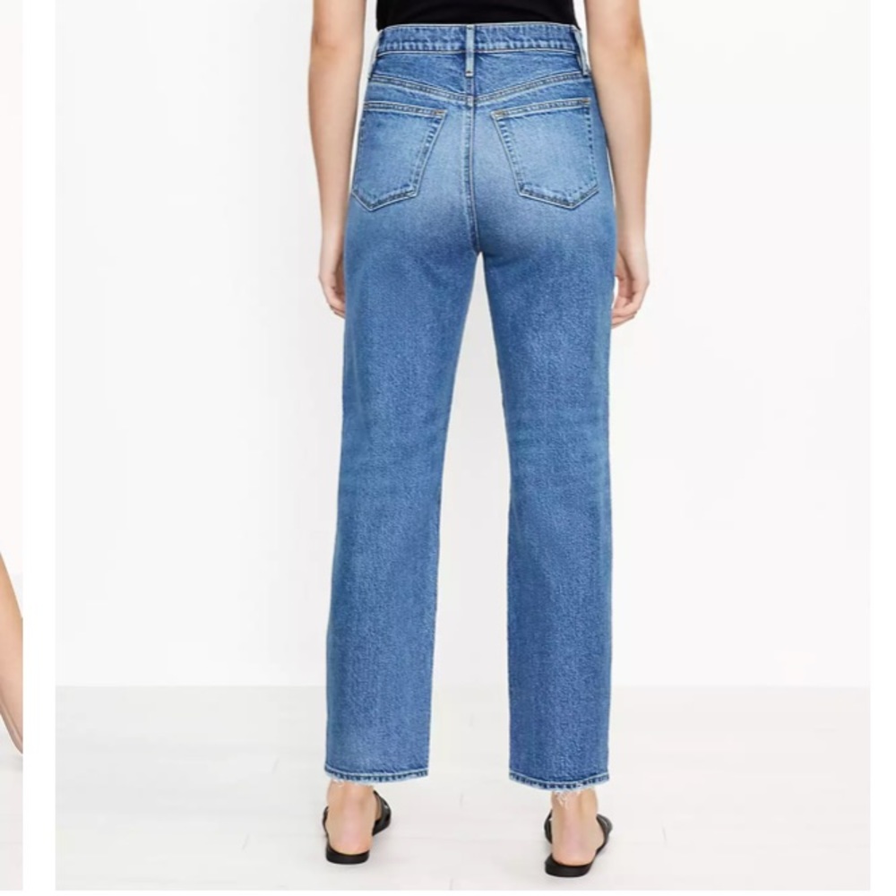 NEW LOFT The 90s Straight Ankle Distressed Women’s Jean Indigo Wash Size 24 - Picture 6 of 13